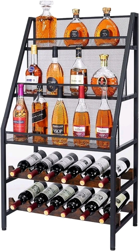 New Felnuhee Wine Rack Freestanding Floor for Liquor Bottle Display and Storage