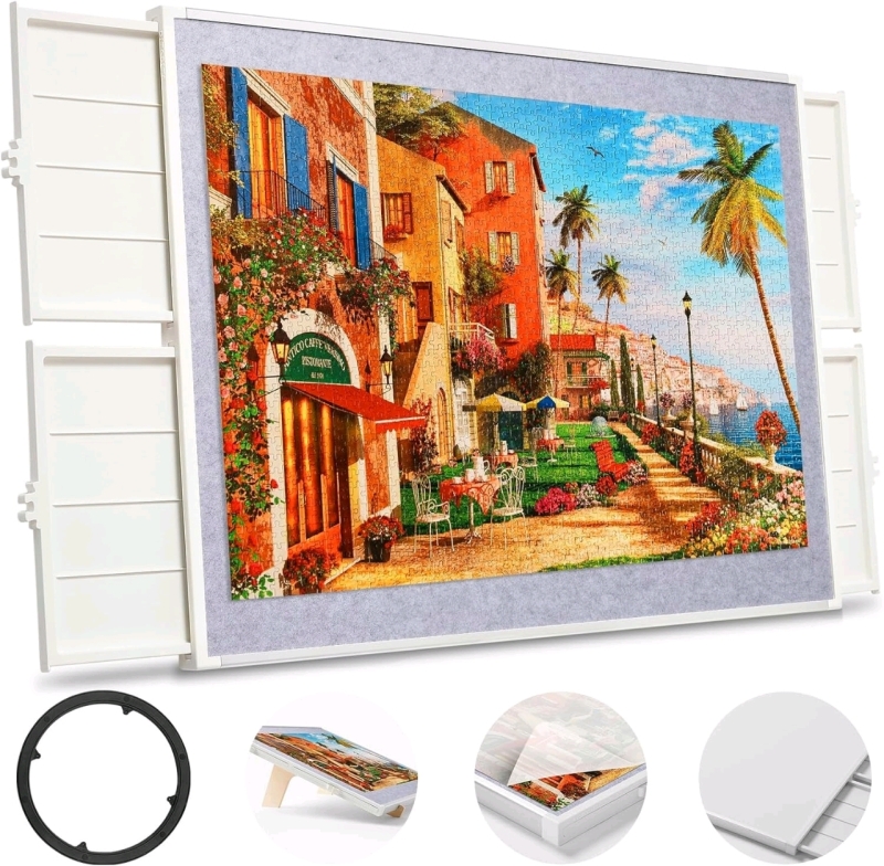 New PITAPITA 1500 Pieces Rotating Puzzle Board with Drawers and Cover, Dual-Sided 35”x27”Portable Jigsaw Puzzle Table