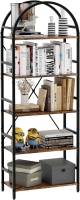 Arbuxzuy 5-Tier Bookshelf, 24 Inch Width Industrial Arched Bookcase