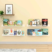 NEW NIUBEE 4 -Packs Kids Acrylic Floating Bookshelf 36 Inch, Clear Ledge Book Shelf, 50% Thicker