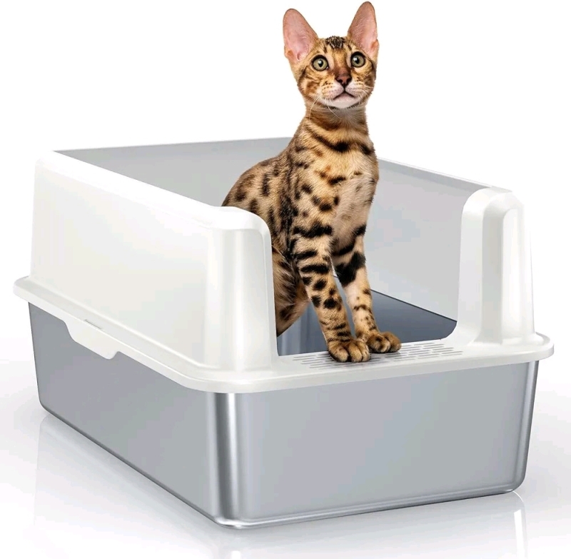 New WoofiGo Stainless Steel Cat Litter Box SH2803E 23.5" x 15.75" x 12"