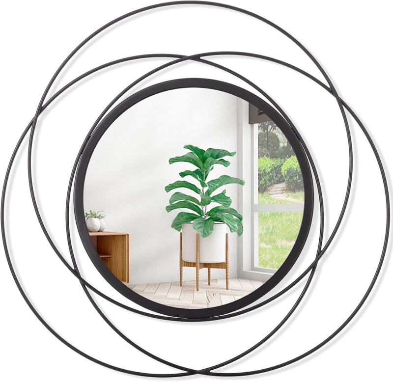 Mirrors for Wall Black Circular Art Classic Metal Iron Frame Wall Mirror Decor