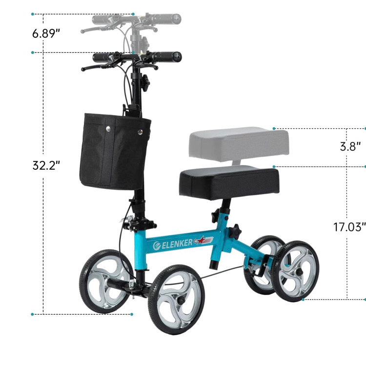 New ELENKER Knee Scooter with Basket Dual Braking System for Ankle and Foot Injured (Blue)<br/>