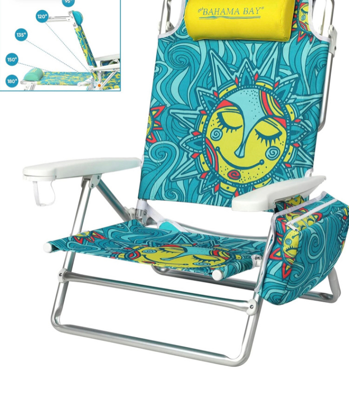 New Old Bahama Bay Backpack Beach Chair 5-Position Lay Flat Reclining Lounge Chair