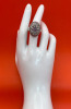 Oval Statement Scrolled Marcasite Purple Stone Ring - 2