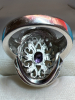 Oval Statement Scrolled Marcasite Purple Stone Ring - 4