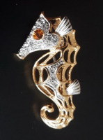 BUTLER Rhinestone Seahorse Brooch signed