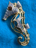 BUTLER Rhinestone Seahorse Brooch signed - 6