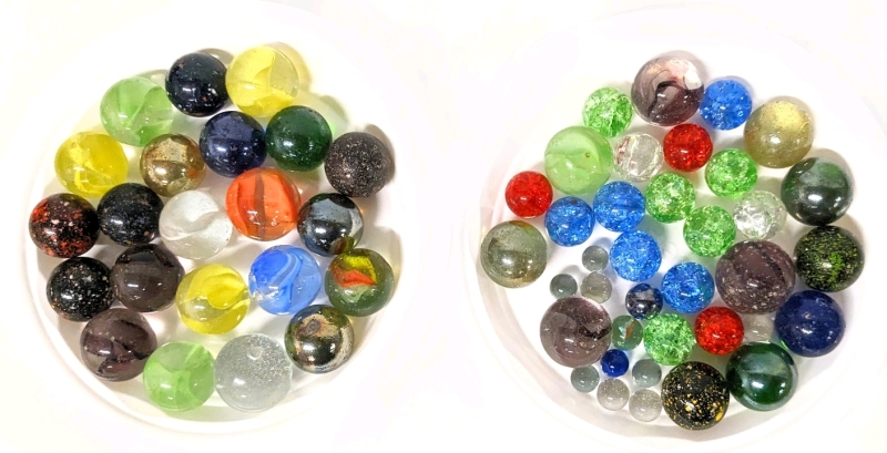 40+ Vintage Glass Marbles in Various Sizes