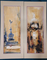 Artist Peter Goetz " Venice Scenery " Watercolours . Measure 14"×34"