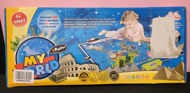 New - MY WORLD i-Poster Interactive Talking Map Children's Learning World Map