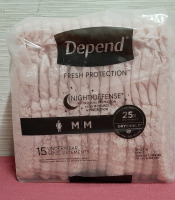 New Depend Fresh Protection Night Defense Underwear Size M 31-37 inches 15 per Pack