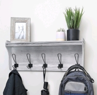 New Seremeo Wooden Coat Rack, Wall Mounted Coat Rack with Shelf, Grey or Brown Mudroom Organizer, 26 inch Entryway Shelf with 5 Coat Hooks (Rustic Grey)