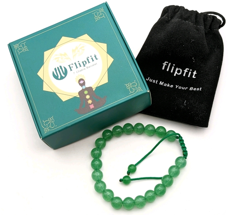 New FlipFit 7 Chakra Bracelet 8mm Green Aventurine Stones.