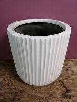 New 12" Tall Green Theory Lightweight Fiberglass Planter Pot - Matt White