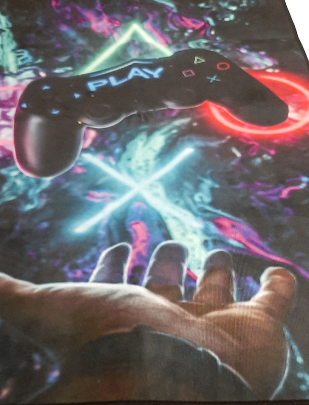 NEW Gaming Floor Mat with a Hand and Controller on it Non Slip Backing 38 X 62"