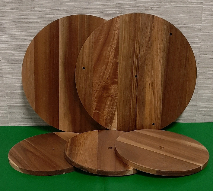 Wooden Cupcake Stand from Open Box and wood rods are missing. Sold as is Large Round 12.75" Small Round 8.25"