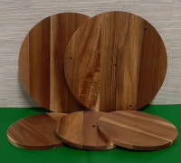 Wooden Cupcake Stand from Open Box and wood rods are missing. Sold as is Large Round 12.75" Small Round 8.25"