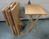Set of 4 Wooden TV Tables with Caddy