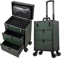 Costravio Rolling Makeup Case / 3 in 1 Cosmetology Case on Wheels with 2 Large Drawers