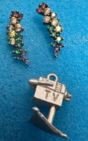 EIJ 925 CZ Stray Earrings Bintage Sterling CBC TV Charm