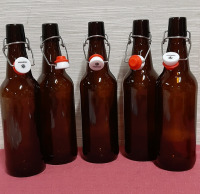 NEW YEBODA 5 16 oz Amber Glass Beer Bottles for Home Brewing with Flip Caps