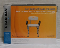 NEW Guardian Bath Bench with Back and Arms Retail $59.95 CAN