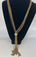 Dramatic Long Necklace with Rhinestone wide Ring