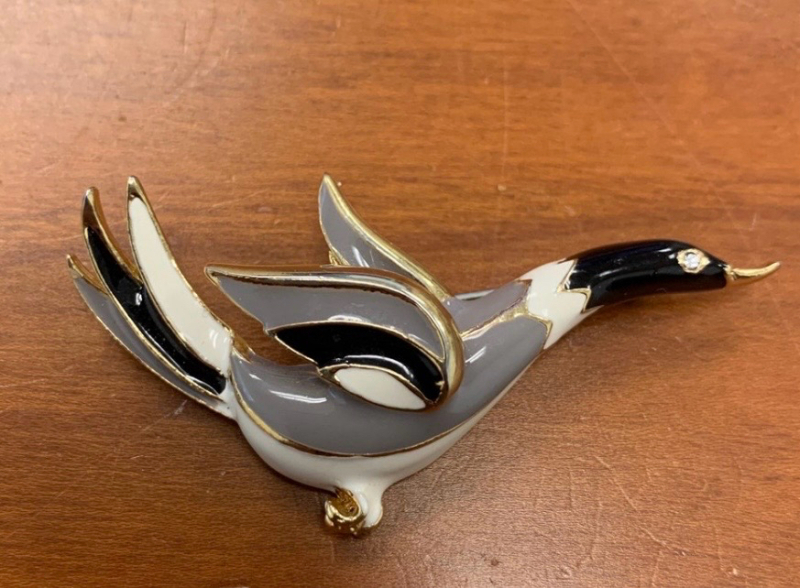 Beautiful Enameled dynamic Duck Brooch