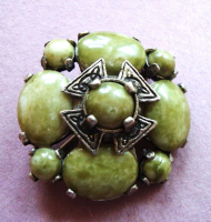 Vintage MIRACLE Celtic Cross Brooch Connemara Marble Effect