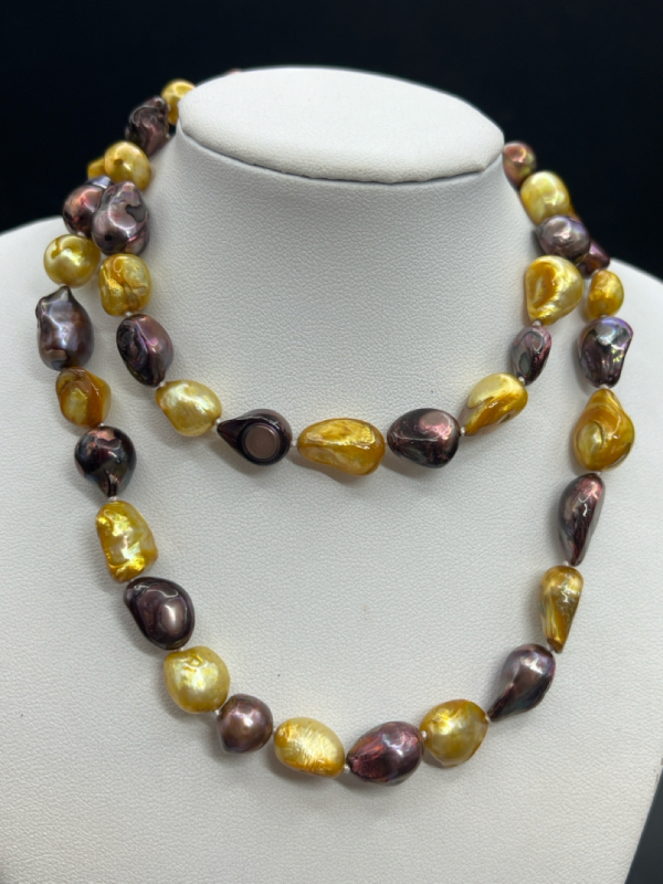 Pearl necklace Bronze Gold Mauve strand