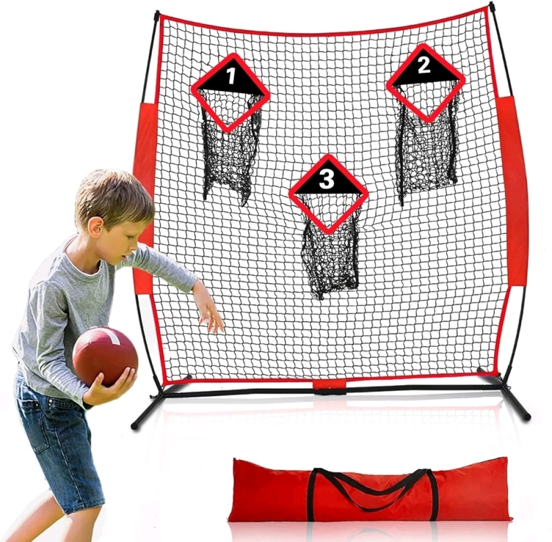 NEW HIGOOD Football Target Net, 3 Target Holes, Heavy Duty,6×6ft<br/>