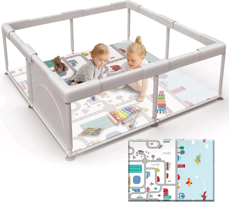 NEW Hiaksedt Playpen with Mat Small Playpen for Babies and Toddlers 50 x 50 inch