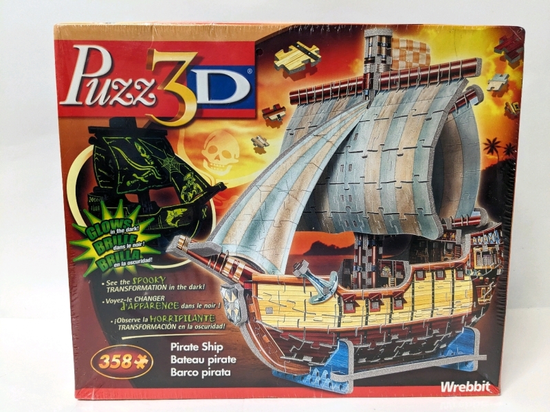 New PUZZ3D 3D Glow in the Dark Pirate Ship Puzzle 358 Pieces
