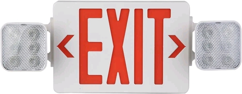 NEW Amazon Commercial Emergency Light Exit Sign, Exit Combo with Battery Backup, 2 LED Adjustable Heads