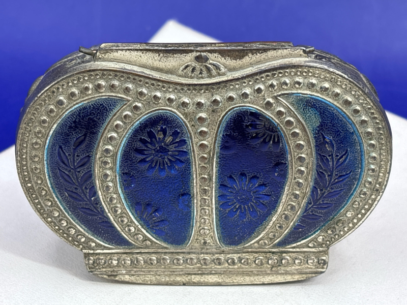 Made in Occupied Japan Blue Enamel Silver KS signed Trinket Box