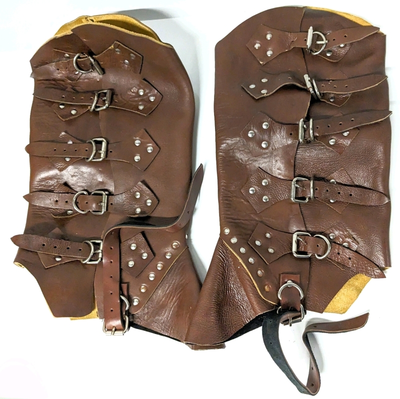 Neat Handmade Leather Gaiters / Boot Covers (?) w Buckles