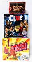 New Boardgames : CLUE, Banzai DVD Betting Game & Sideshow Swap