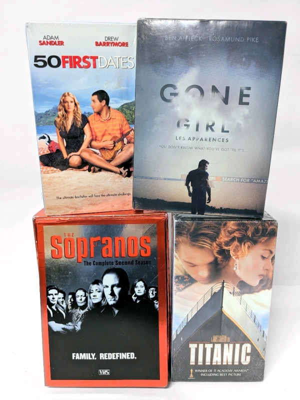 Vintage (Some Sealed!) VHS The Sopranos 2nd Season, Titanic, 50 First Dates & New DVD (Gone Girl)