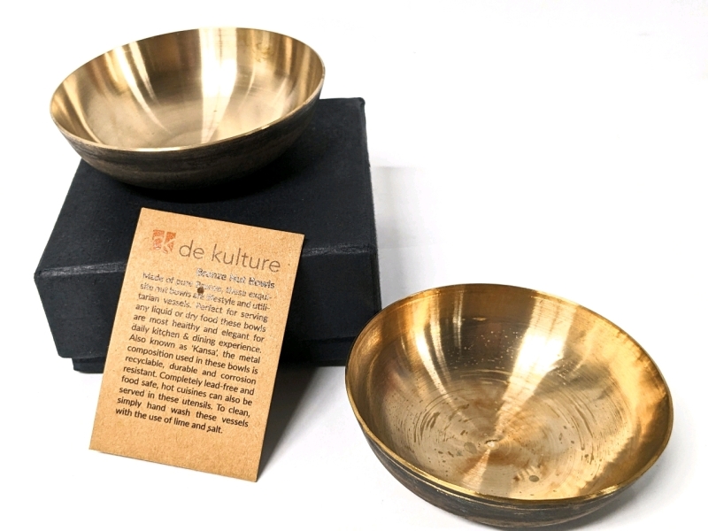 2 New DE KULTURE Ayurveda Bronze Nut Bowls 3.6" Diameter 1" Tall