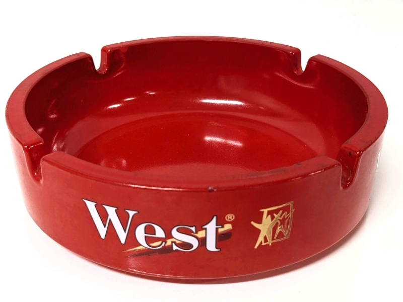 Vintage Advertising Glass Ashtray for WEST Cigarettes 5.75" Diameter Made in France