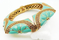 Seagram green Enamel Rhinestone Bracelet