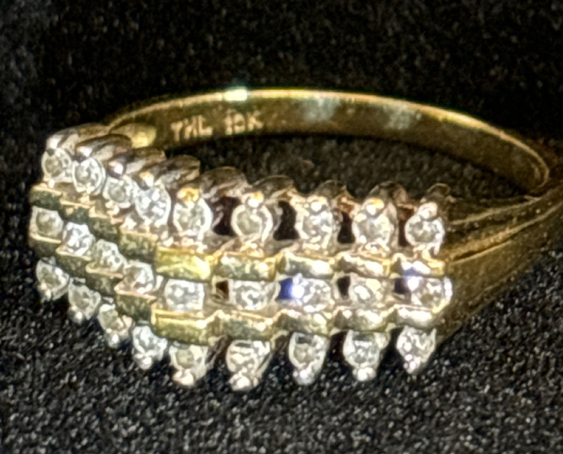 10K yellow Gold and Diamond Ring stamped