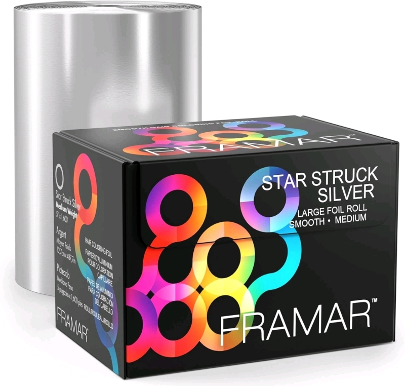 New FRAMAR Star Struck Silver Large Foil Roll : Smooth Light Lightweight Hair Coloring Foil 5" x 1,700'