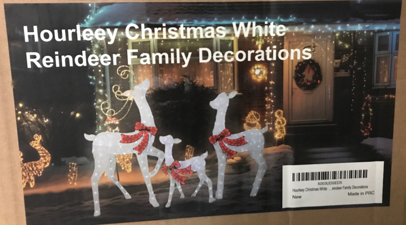 New Hourleey Christmas White Reindeer Family Decorations