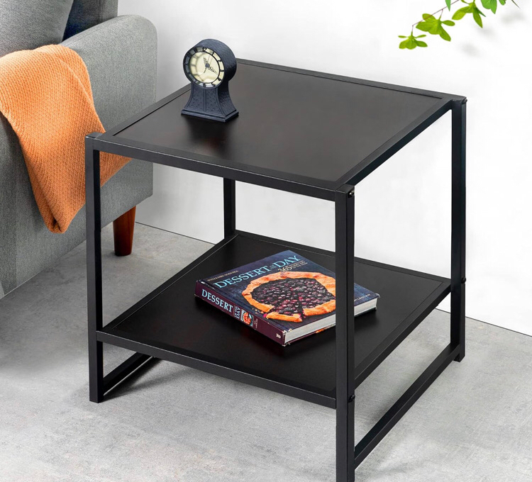 ZINUS Dane 20 Inch Black Frame Side Table / End Table / Easy Assembly, Rich black wood grain (Espresso)