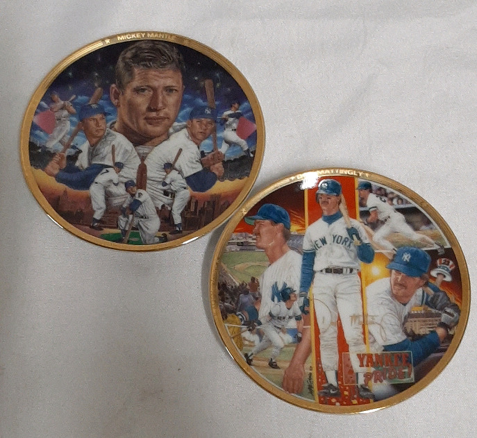 Vintage Don Mattingly and Mickey Mantle Collector Plates. 4.25" W