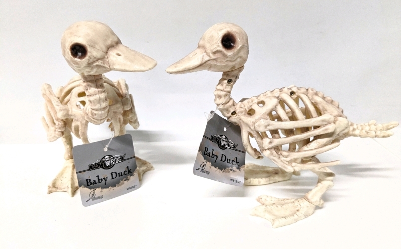 2 New CRAZY BONEZ Decorative Skeletal Baby Ducks 5.75" Tall Each