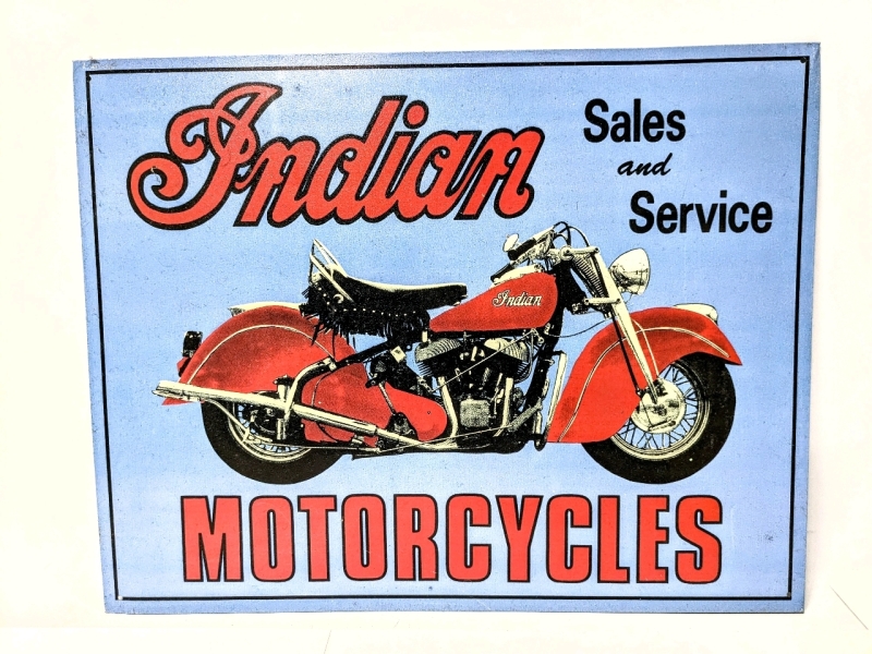 INDIAN MOTORCYCLES Sales and Service Tin Sign 16" x 12.4"