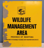 Province of Manitoba WILDLIFE MANAGEMENT AREA Metal Sign . Measures 12"×14"